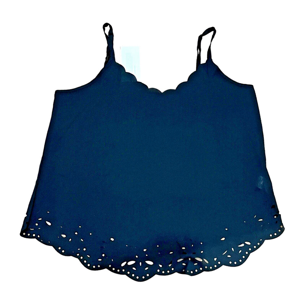 Bloomchic Cami Tank Top Women SZ 14 16 Laser Cut Scalloped Neck Spaghetti Strap